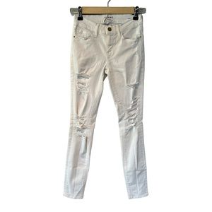 Frame Le Skinny de Jeanne white distressed skinny jeans size 24